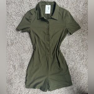 SHEIN Olive Green Ribbed Jumpsuit